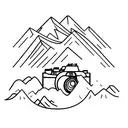 camera and mountain tattoo design idea