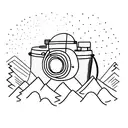 camera and mountain tattoo design idea