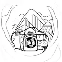 Mountain Scene and camera tattoo design idea