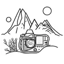 Mountain Scene and camera tattoo design idea