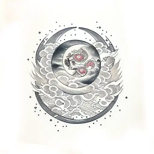 moon with itachi tattoo design idea