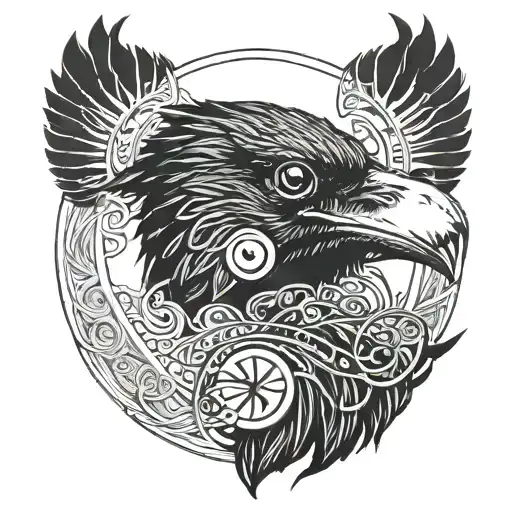 Crow with eye of horus eye tattoo design idea