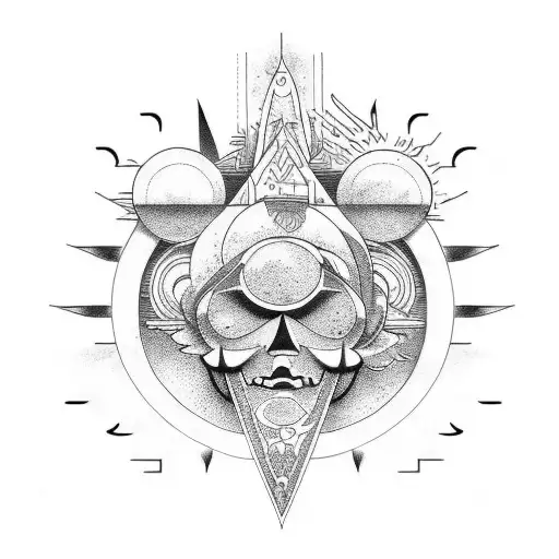 god bench pressing the sun and moon tattoo design idea