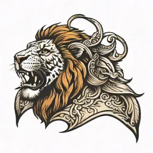 jesus religous tattoo with lion on chest tattoo design idea