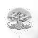 willow tree with Ivy leaves tattoo design idea