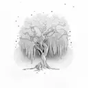 willow tree with Ivy leaves tattoo design idea