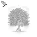 willow tree with Ivy leaves tattoo design idea
