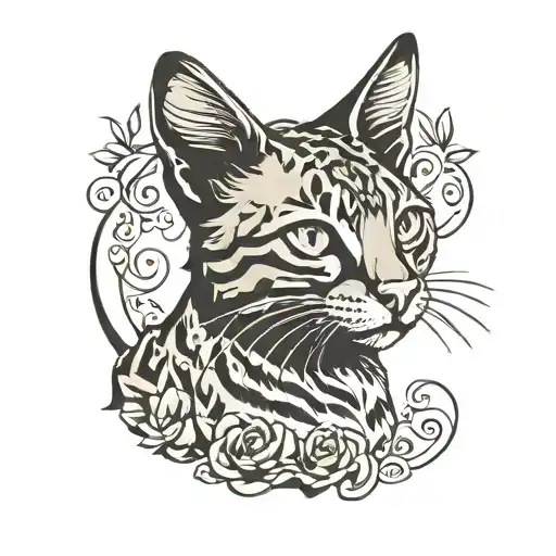 bengal cat silhouette tattoo design idea