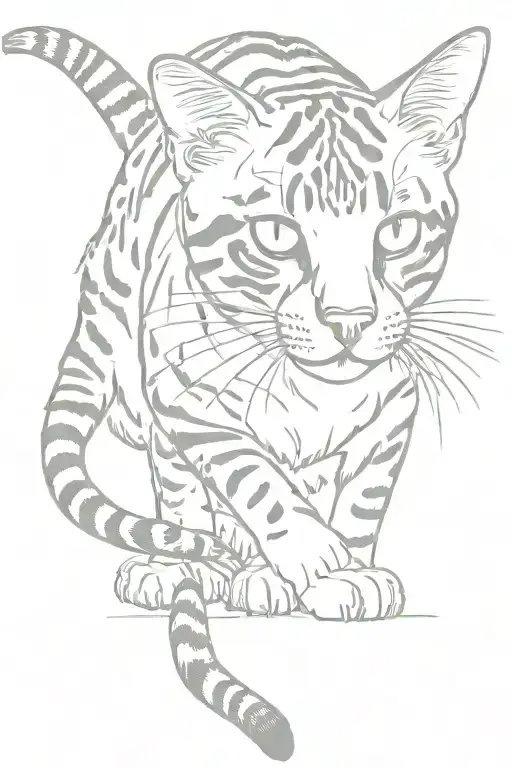 bengal cat crawling tattoo design idea