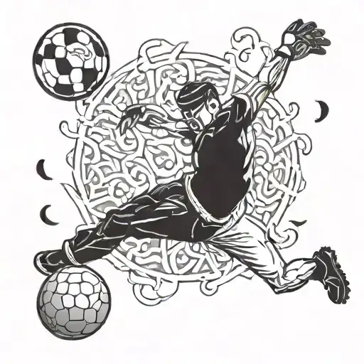 number22 and goalkeeper diving tattoo design idea