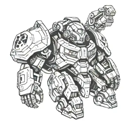 Overwatch Orisa with Fallout power armour helmet tattoo design idea