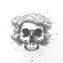 skull in the cloud tattoo design idea