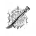 sword embedded with energy tattoo design idea