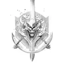 sword embedded with energy tattoo design idea