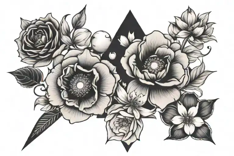 pink Depeche Mode and cosmos tattoo design idea