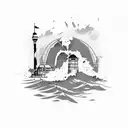 swim from alcatraz island tattoo design idea