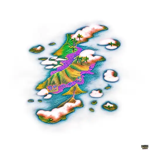 hawaiian islands with tribal,  tattoo design idea