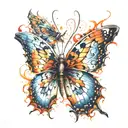 butterfly with 4 wings: each wing has to represent an element: fire, water, air, earth tattoo design idea