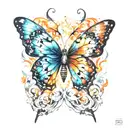 butterfly with 4 wings: each wing has to represent an element: fire, water, air, earth tattoo design idea