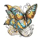 butterfly with 4 wings: each wing has to represent an element: fire, water, air, earth tattoo design idea