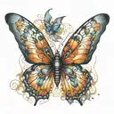 butterfly with 4 wings: each wing has to represent an element: fire, water, air, earth tattoo design idea