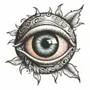 eyeball floating in between two hands tattoo design idea