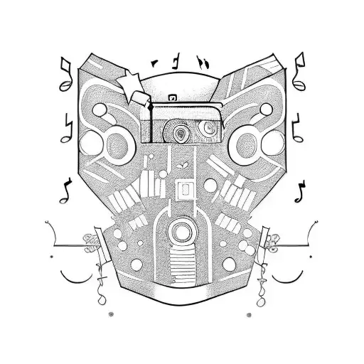 Music and camera tattoo design idea