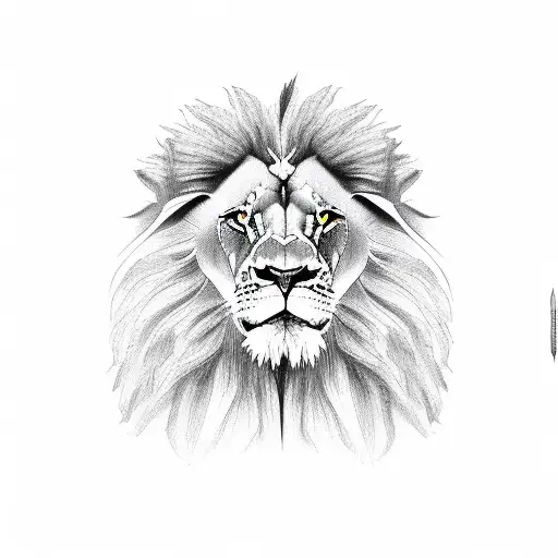 lion and a mountain tattoo design idea