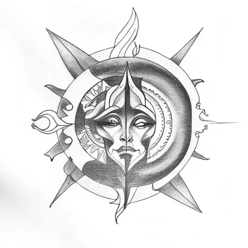 libra, Sun, moon tattoo design idea