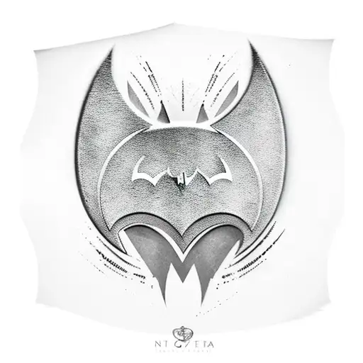 batman logo with two cat paw prints tattoo design idea