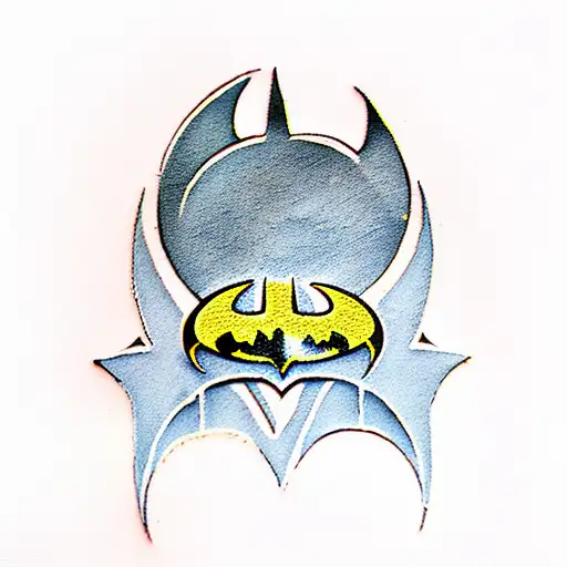 batman logo with two cat paw prints tattoo design idea