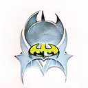 batman logo with two cat paw prints tattoo design idea