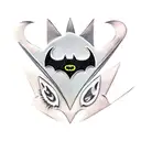 batman logo with two cat paw prints tattoo design idea