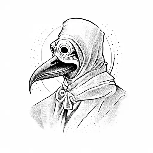 Plague Doctor,2 bottles,a crow tattoo design idea