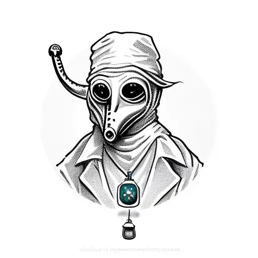 Plague Doctor, 2 bottles, a crow tattoo design idea