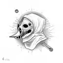 Plague Doctor,2 bottles,a crow tattoo design idea