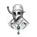 Plague Doctor, 2 bottles, a crow tattoo design idea