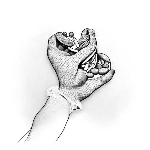 Stone worker's hands shaping a heart tattoo design idea