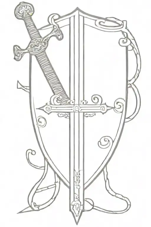 christian sword and shield referencing ephesians 6 tattoo design idea