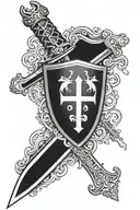 christian sword and shield  tattoo design idea