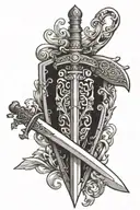 christian sword and shield referencing ephesians 6 tattoo design idea