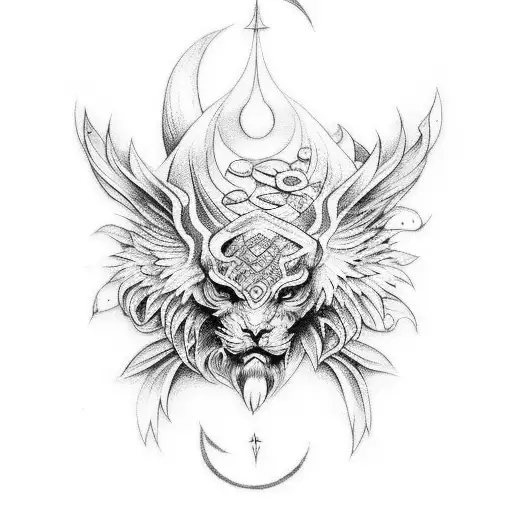 Create a tattoo design inspired by slavic mythology and alchemy tattoo design idea