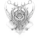 Create a tattoo design inspired by slavic mythology and alchemy tattoo design idea