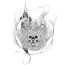 Create a tattoo design inspired by slavic mythology and alchemy tattoo design idea