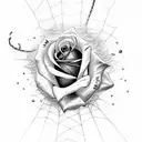 rose with steam cover in spider webs  tattoo design idea
