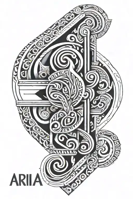 maori style with the name "Aria" in the tattoo  tattoo design idea