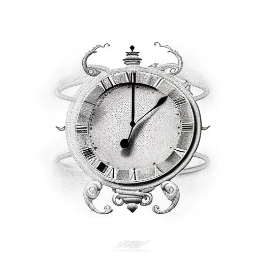  ancient column with a clock on it's top from Melting Time painting tattoo design idea