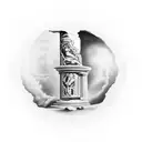  a broken ancient greek column with a clock on it's top from Salvador Dali's Melting Time painting tattoo design idea