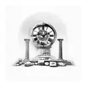  a broken ancient greek column with a clock on it's top from Salvador Dali's Melting Time painting tattoo design idea