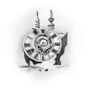  a broken ancient greek column with a clock on it's top from Salvador Dali's Melting Time painting tattoo design idea